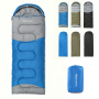 Forest Myth Portable adult sleeping bag equipped with a compression sack, suitable for all four seasons. Perfect for camping, hiking, tent stays and travel，Blue & Med Grey