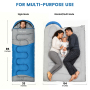 Forest Myth Portable adult sleeping bag equipped with a compression sack, suitable for all four seasons. Perfect for camping, hiking, tent stays and travel，Blue & Med Grey