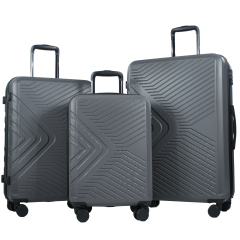 3 Piece Luggage Sets ABS Lightweight Suitcase with Two Hooks, Spinner Wheels, TSA Lock, (20/24/28) Gray