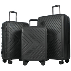 3 Piece Luggage Sets ABS Lightweight Suitcase with Two Hooks, Spinner Wheels, TSA Lock, (20/24/28) Black