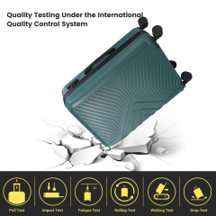 3 Piece Luggage Sets ABS Lightweight Suitcase with Two Hooks, Spinner Wheels, TSA Lock, (20/24/28) Dark Green