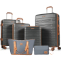Smicure luggage 6 Piece Luggage Set, ABS Hard Shell Travel Suitcase with TSA Lock,Dark Gray