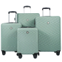 luggage 4-piece ABS lightweight suitcase with rotating wheels, 24 inch and 28 inch with TSA lock, (16/20/24/28) Olive Green