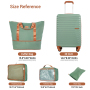 Smicure Carry On Luggage Set 5 Piece with Spinner Wheel, Hardside Lightweight Suitcase with Duffel Bag and Travel Essentials, Green