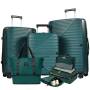 Luggage Sets 3 Piece with Spinner Wheel, Hardside TSA Suitcase Set with Travel Duffle Bag and 4 Packing Cube, Lightweight Travel Luggage for Men and Women, Green