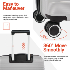 طقم حقائب سفر صلبة من ثلاث قطع من نايس ترافل، حقيبة سفر خفيفة الوزن ذات غلاف صلب مزودة بقفل TSA، مناسبة لحمل الأمتعة على متن الطائرة والأمتعة المسجلة، لون رمادي