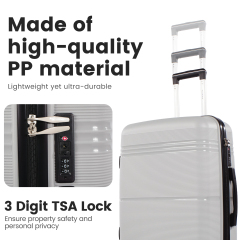 طقم حقائب سفر صلبة من ثلاث قطع من نايس ترافل، حقيبة سفر خفيفة الوزن ذات غلاف صلب مزودة بقفل TSA، مناسبة لحمل الأمتعة على متن الطائرة والأمتعة المسجلة، لون رمادي