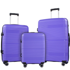 NiceTravel 3 Piece Hardside Luggage set, Lightweight Hard Shell Suitcase with TSA Lock Carry on and Checked Luggage, Purple