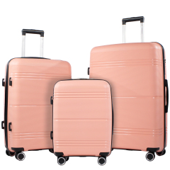 NiceTravel 3 Piece Hardside Luggage set, Lightweight Hard Shell Suitcase with TSA Lock Carry on and Checked Luggage, Pink
