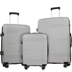 NiceTravel 3 Piece Hardside Luggage set, Lightweight Hard Shell Suitcase with TSA Lock Carry on and Checked Luggage, Grey