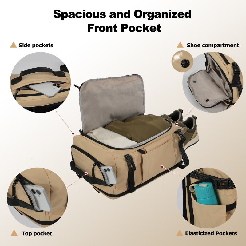 Smicure Travel carry on Backpack Laptop Business 17.5 Inch Business Anti Theft Slim Sturdy College School Computer 2 in 1 Duffel Bag. Beige