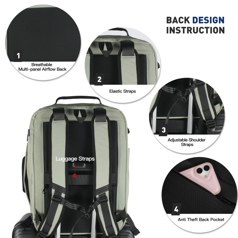 Smicure Travel carry on Backpack Laptop Business 17.5 Inch Business Anti Theft Slim Sturdy College School Computer 2 in 1 Duffel Bag.Green