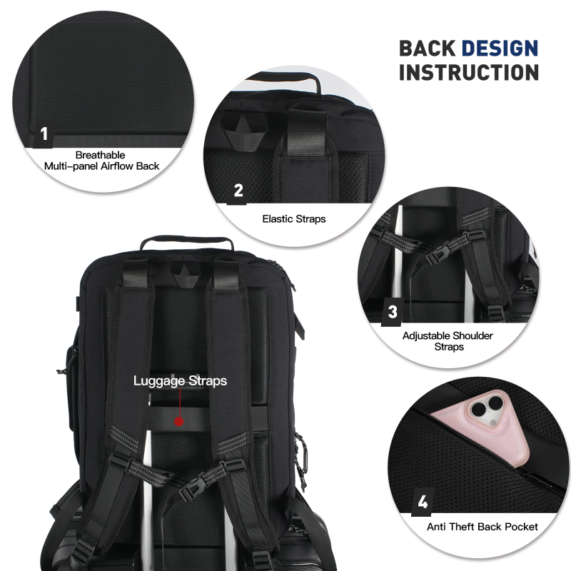 Smicure Travel carry on Backpack Laptop Business 17.5 Inch Business Anti Theft Slim Sturdy College School Computer 2 in 1 Duffel Bag.Black
