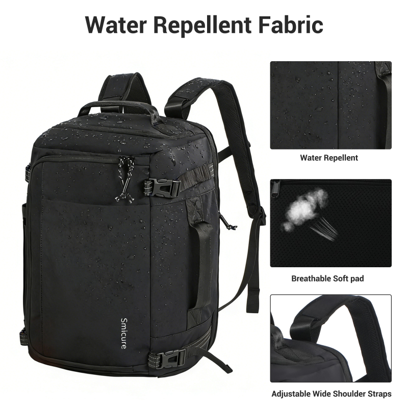 Smicure Travel carry on Backpack Laptop Business 17.5 Inch Business Anti Theft Slim Sturdy College School Computer 2 in 1 Duffel Bag.Black