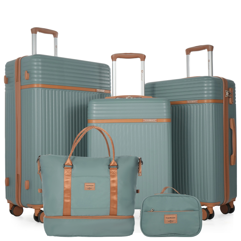 Travelhouse 5-Piece Luggage Sets, Hardshell ABS+PC Suitcase Set with Spinner Wheels,Tsa Lock,Lightweight Hardside Travel Suitcases