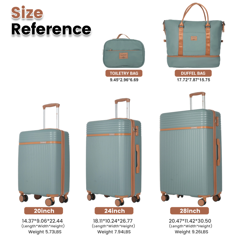 Travelhouse 5-Piece Luggage Sets, Hardshell ABS+PC Suitcase Set with Spinner Wheels,Tsa Lock,Lightweight Hardside Travel Suitcases