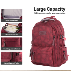Forest Myth Laptop Backpack,Feature Packed for School,Travel,Everyday,Small Size,Wine Red