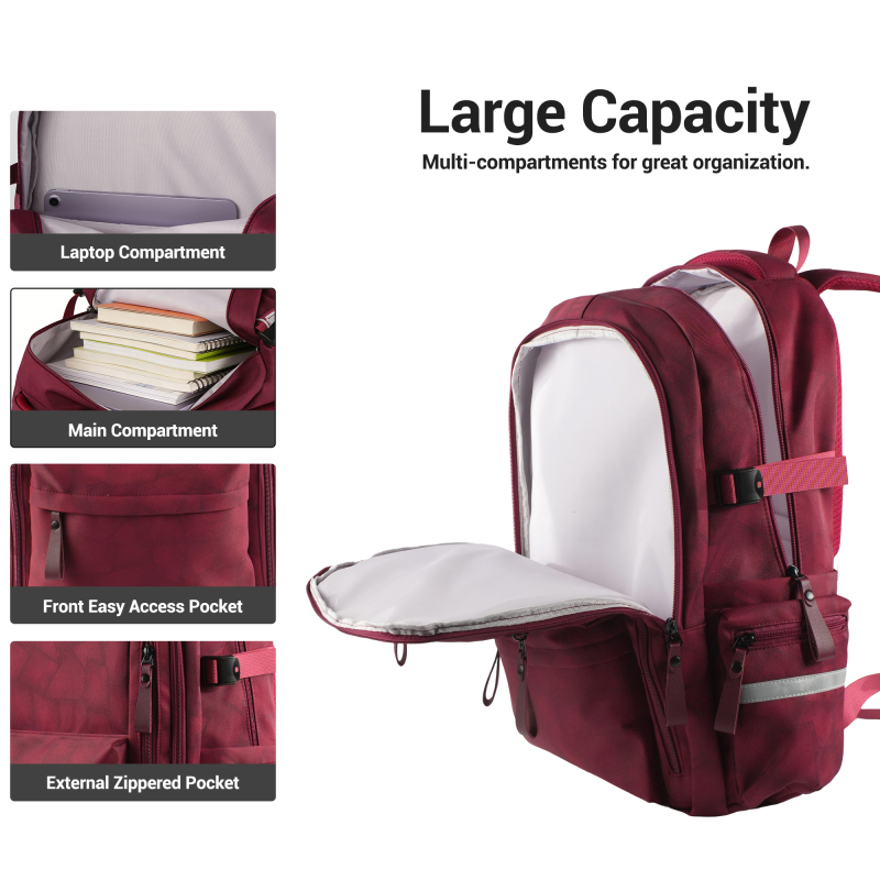 Forest Myth Laptop Backpack,Feature Packed for School,Travel,Everyday,,Large Size,Wine Red