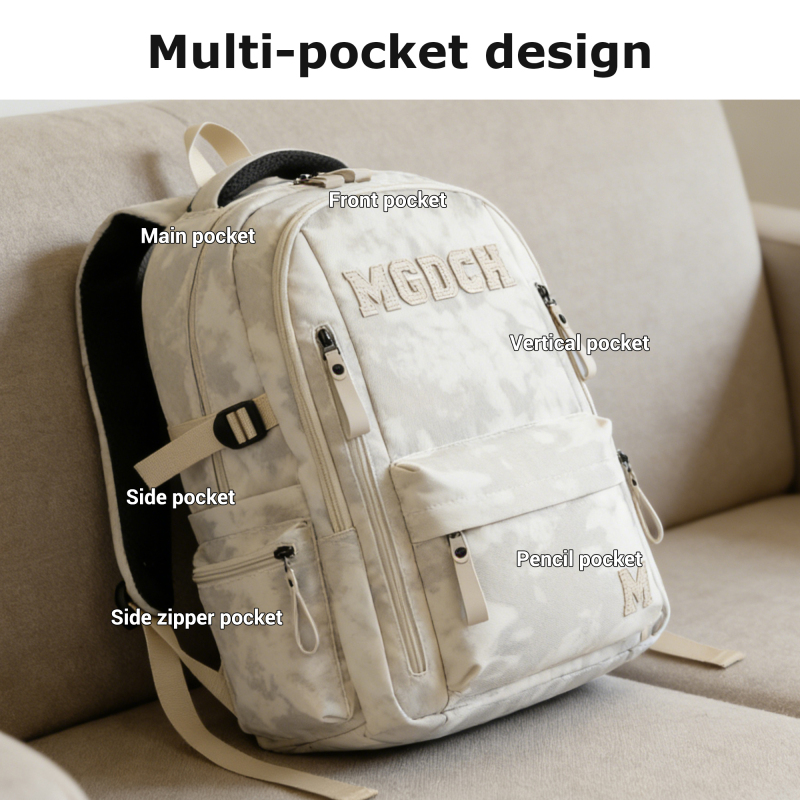 Backpack for Men and Women, Water Resistant College School Bag, Lightweight Travel Backpack, Large Size, Creamy White