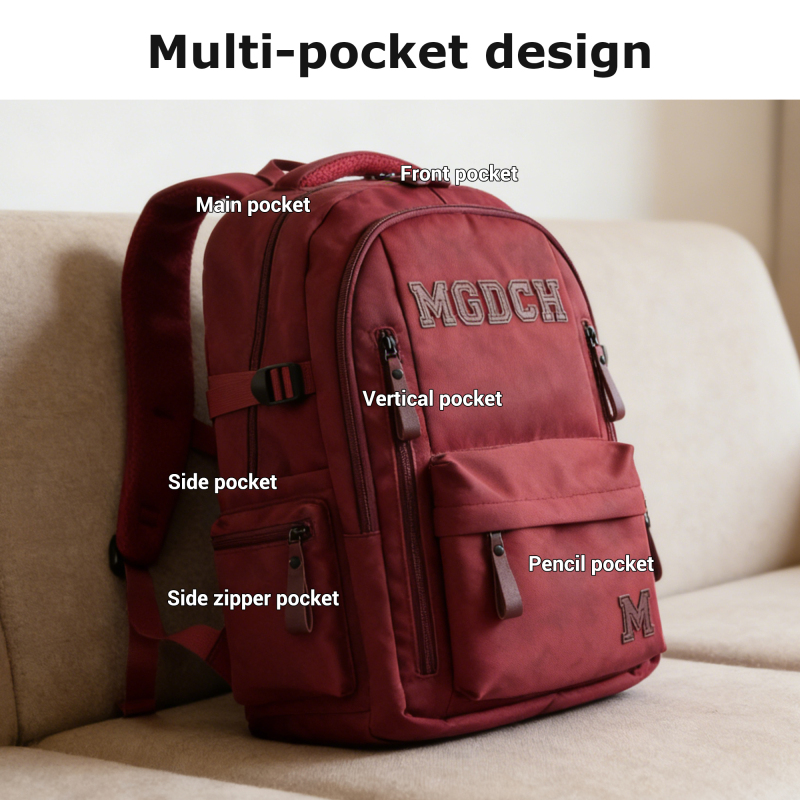 Forest Myth Backpack for Men and Women, Water Resistant College School Bag, Lightweight Travel Backpack, Large Size, Wine Red