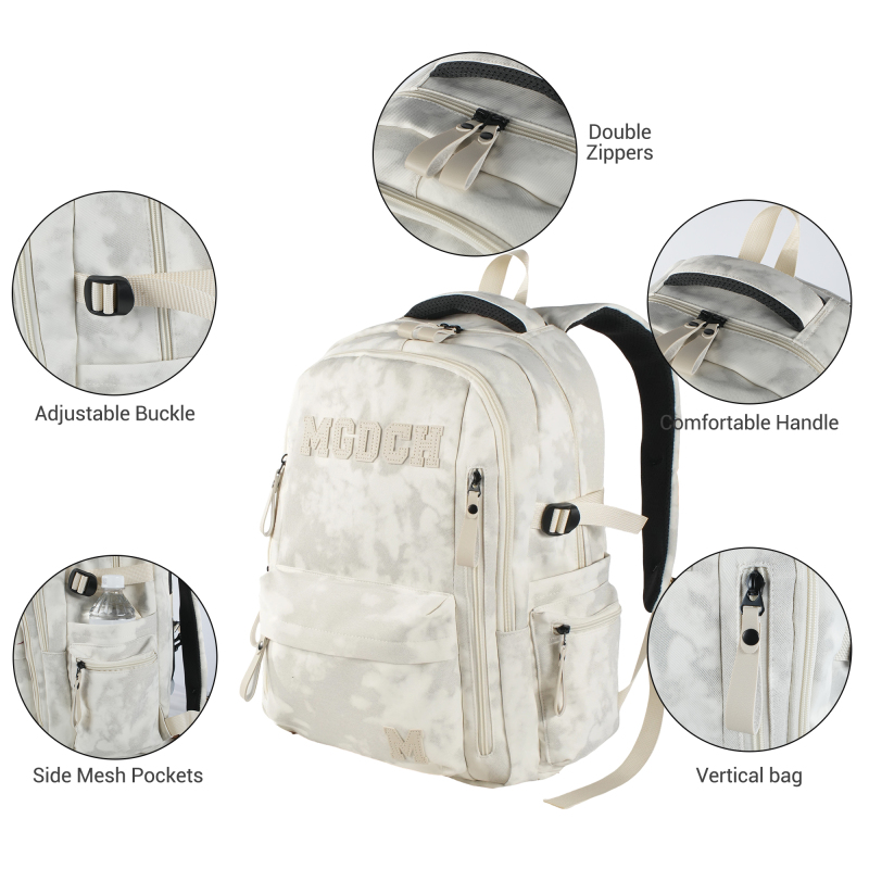 Backpack for Men and Women, Water Resistant College School Bag, Lightweight Travel Backpack, Large Size, Creamy White