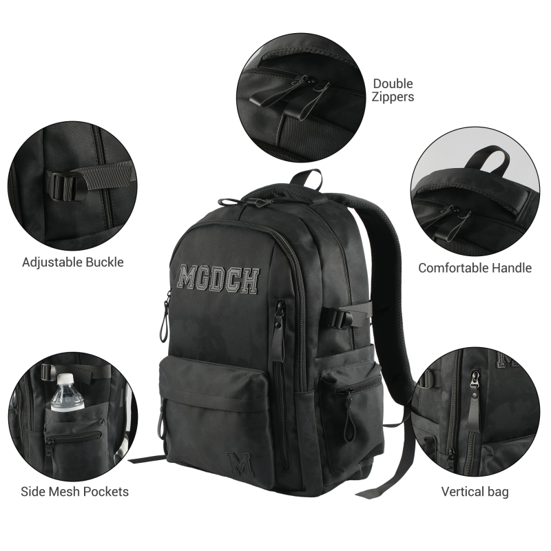 Forest Myth Backpack for Men and Women, Water Resistant College School Bag, Lightweight Travel Backpack, Large Size, Black