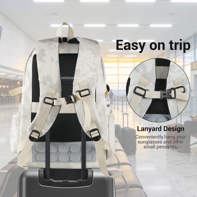 Backpack for Men and Women, Water Resistant College School Bag, Lightweight Travel Backpack, Large Size, Creamy White