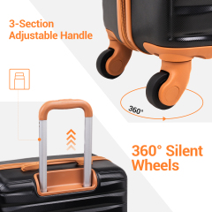 하드케이스 여행가방 3종 세트, TSA 잠금장치가 있는 하드쉘 캐리어, 스피너 휠, 여행용 더플백 및 4개들이 패킹 큐브 포함. 블랙