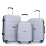 Hartschalen-Koffer-Drehräder, PP-Gepäcksets, leichter, langlebiger Koffer mit TSA-Schloss, 3-teiliges Set (20/24/28), Silber