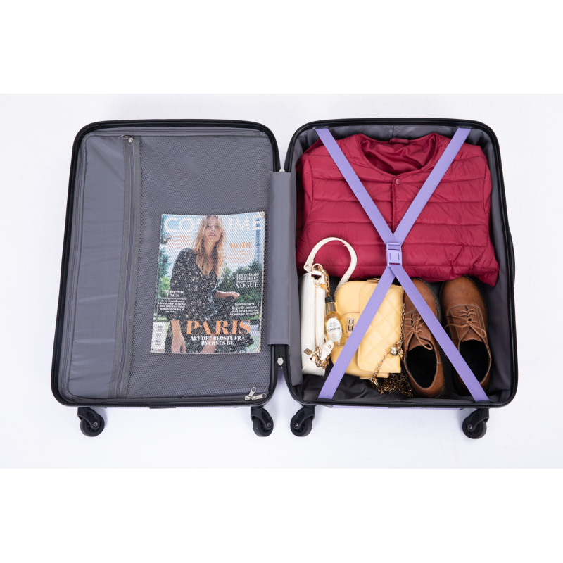 Expandable 3 Piece Luggage Sets PC Lightweight & Durable Suitcase with Two Hooks, Spinner Wheels, TSA Lock, (21/25/29) Purple