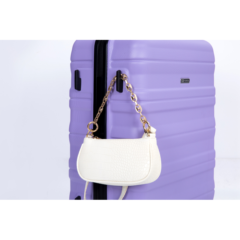 Expandable 3 Piece Luggage Sets PC Lightweight & Durable Suitcase with Two Hooks, Spinner Wheels, TSA Lock, (21/25/29) Purple