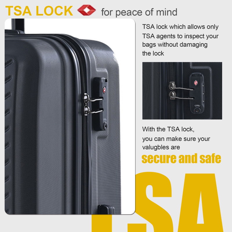 Travelhouse 3 Piece Hardside Luggage Set Hardshell Lightweight TSA Lock Spinner Wheels Suitcase with Backpack and 5 Packing Cubes.Black