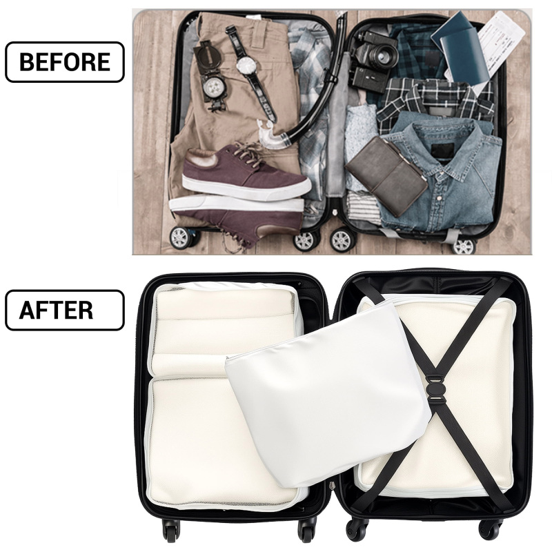 Travelhouse 3 Piece Hardside Luggage Set Hardshell Lightweight TSA Lock Spinner Wheels Suitcase with Backpack and 5 Packing Cubes.Black