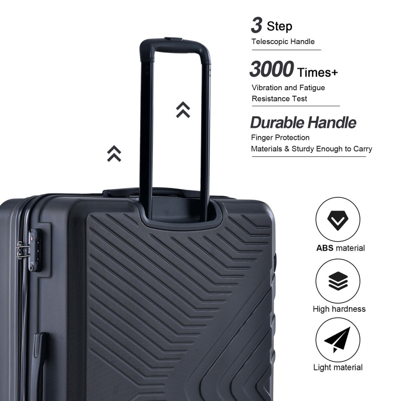 Travelhouse 3 Piece Hardside Luggage Set Hardshell Lightweight TSA Lock Spinner Wheels Suitcase with Backpack and 5 Packing Cubes.Black