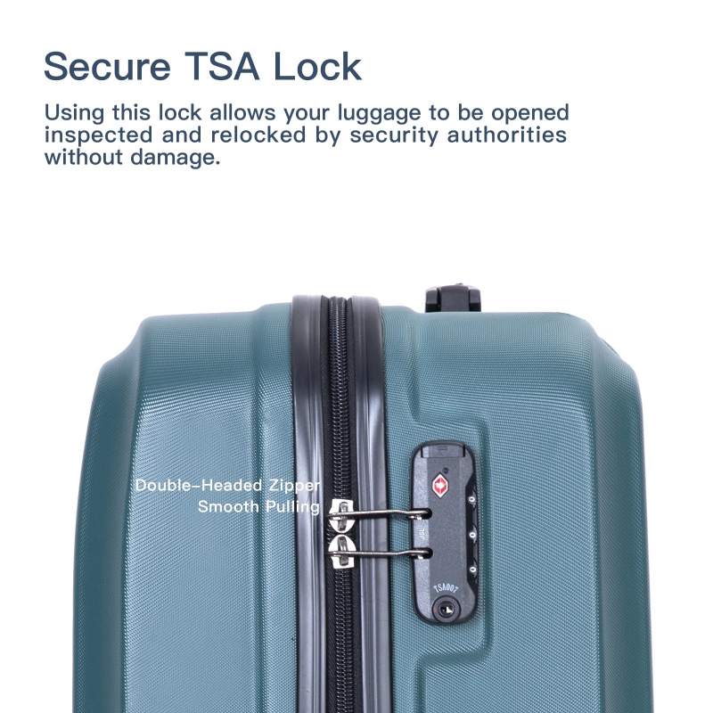 Travelhouse 3 Piece Hardside Luggage Set Hardshell Lightweight TSA Lock Spinner Wheels Suitcase with Backpack and 5 Packing Cubes.Dark Green