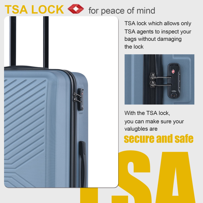 مجموعة حقائب سفر ترافيل هاوس الصلبة، 3 قطع، خفيفة الوزن، مزودة بقفل إدارة أمن النقل، عجلات دوارة، حقيبة ظهر و5 مكعبات تعبئة. لون أزرق