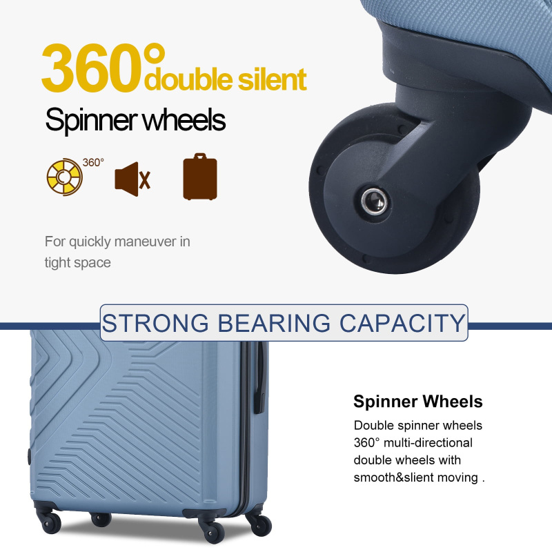 Travelhouse 3 Piece Hardside Luggage Set Hardshell Lightweight TSA Lock Spinner Wheels Suitcase with Backpack and 5 Packing Cubes.Blue
