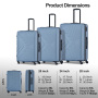 Travelhouse 3 Piece Hardside Luggage Set Hardshell Lightweight TSA Lock Spinner Wheels Suitcase with Backpack and 5 Packing Cubes.Blue
