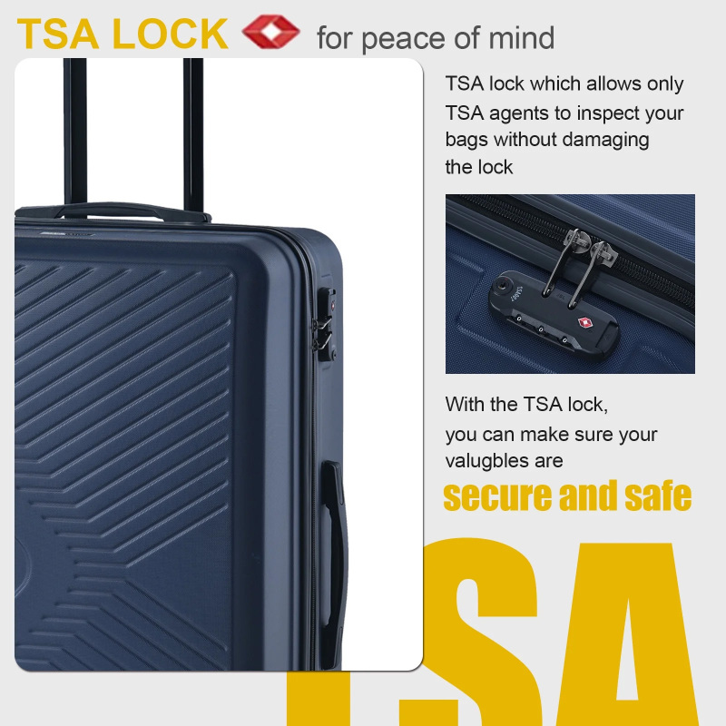 Travelhouse 3 Piece Hardside Luggage Set Hardshell Lightweight TSA Lock Spinner Wheels Suitcase with Backpack and 5 Packing Cubes.Navy
