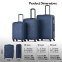Travelhouse 3 Piece Hardside Luggage Set Hardshell Lightweight TSA Lock Spinner Wheels Suitcase with Backpack and 5 Packing Cubes.Navy