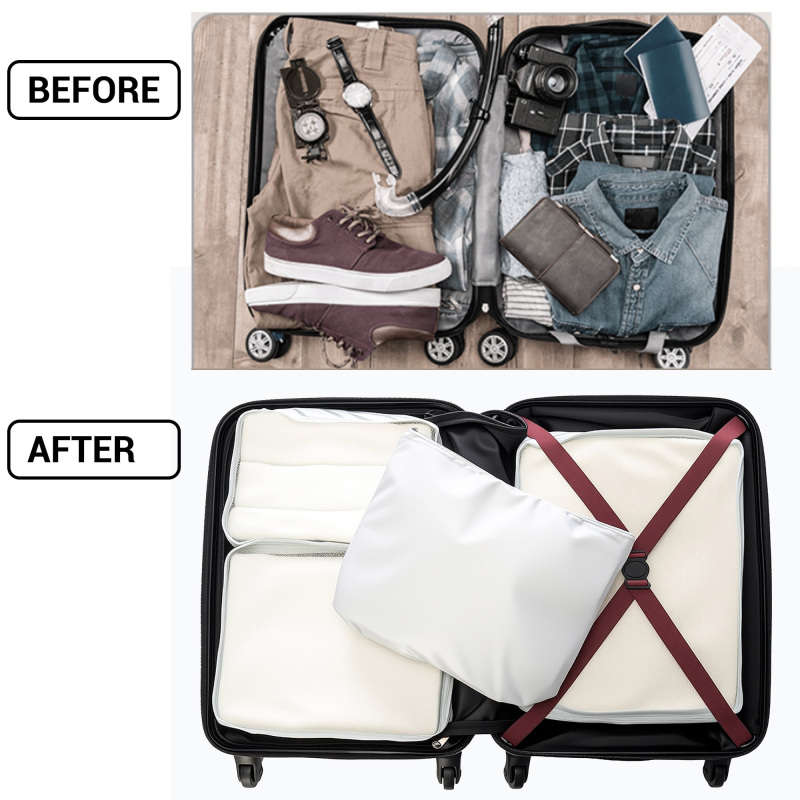 Travelhouse 3 Piece Hardside Luggage Set Hardshell Lightweight TSA Lock Spinner Wheels Suitcase with Backpack and 5 Packing Cubes.Wine Red