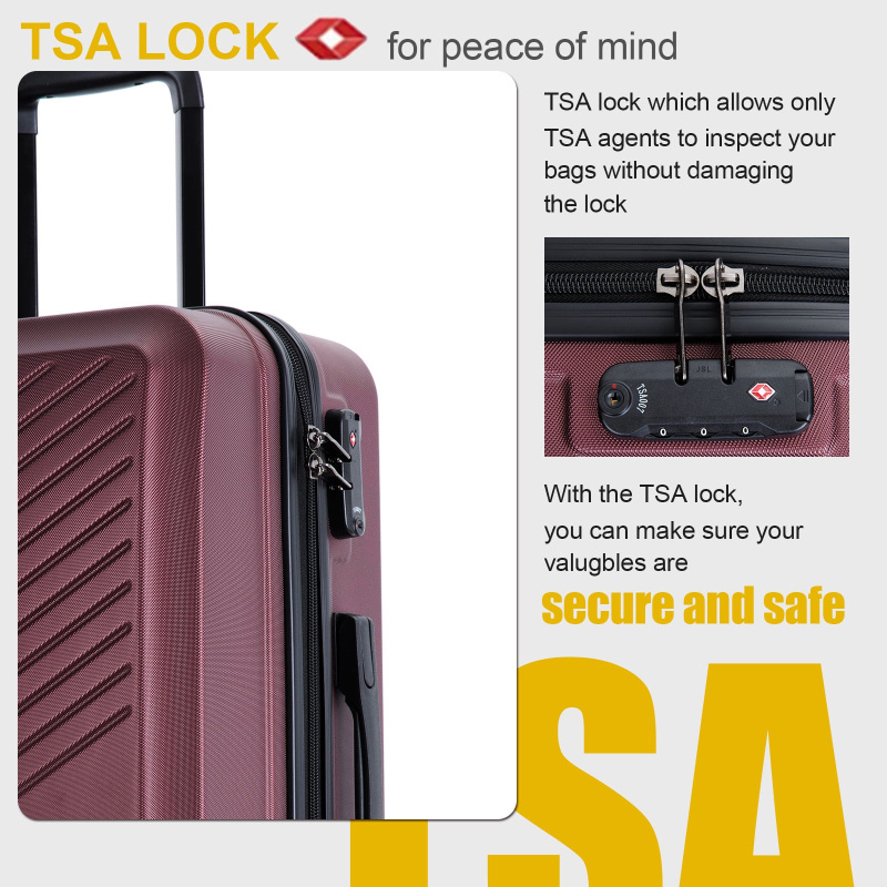 Travelhouse 3 Piece Hardside Luggage Set Hardshell Lightweight TSA Lock Spinner Wheels Suitcase with Backpack and 5 Packing Cubes.Wine Red