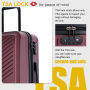 Travelhouse 3 Piece Hardside Luggage Set Hardshell Lightweight TSA Lock Spinner Wheels Suitcase with Backpack and 5 Packing Cubes.Wine Red