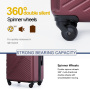 Travelhouse 3 Piece Hardside Luggage Set Hardshell Lightweight TSA Lock Spinner Wheels Suitcase with Backpack and 5 Packing Cubes.Wine Red