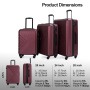 Travelhouse 3 Piece Hardside Luggage Set Hardshell Lightweight TSA Lock Spinner Wheels Suitcase with Backpack and 5 Packing Cubes.Wine Red