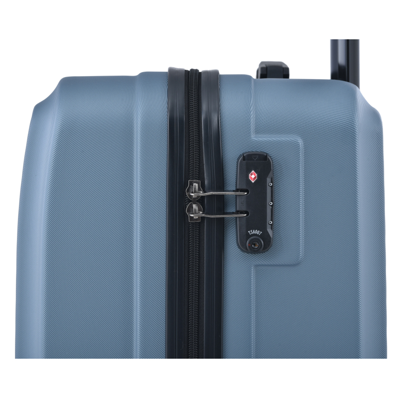 3 Piece Luggage Sets ABS Lightweight Suitcase with Two Hooks, Spinner Wheels, TSA Lock, (20/24/28) Blue