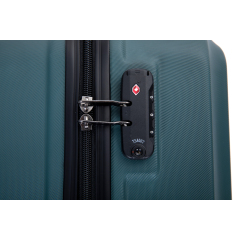 3 Piece Luggage Sets ABS Lightweight Suitcase with Two Hooks, Spinner Wheels, TSA Lock, (20/24/28) Dark Green