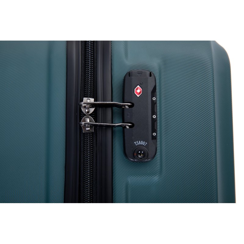 3 Piece Luggage Sets ABS Lightweight Suitcase with Two Hooks, Spinner Wheels, TSA Lock, (20/24/28) Dark Green