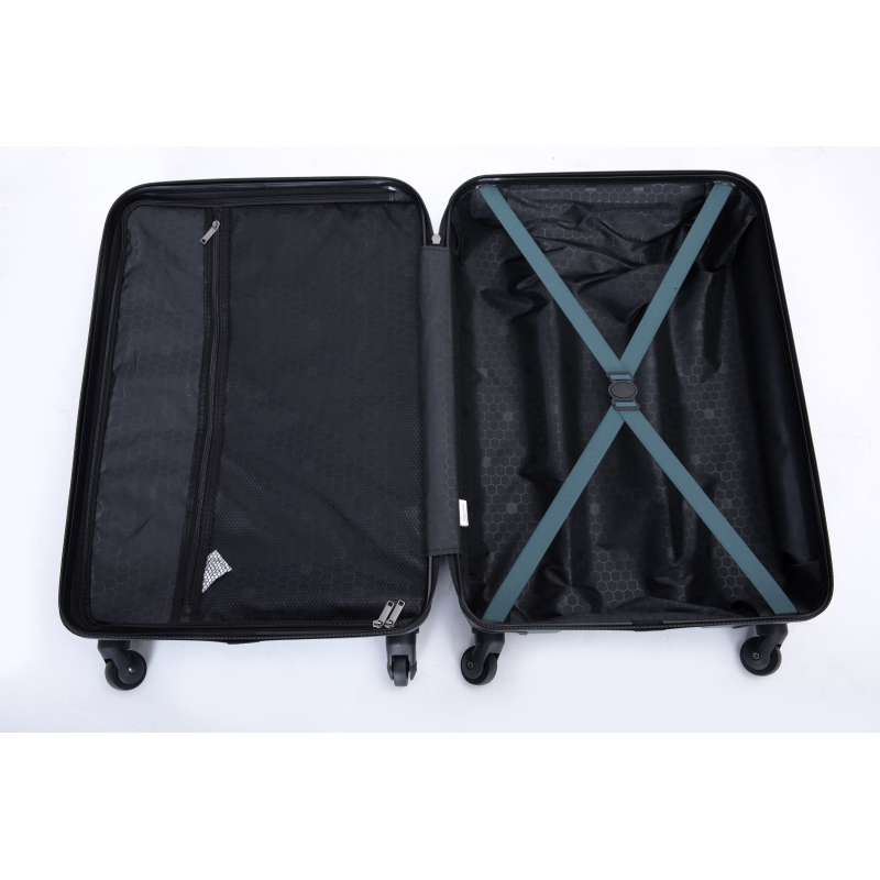 3 Piece Luggage Sets ABS Lightweight Suitcase with Two Hooks, Spinner Wheels, TSA Lock, (20/24/28) Dark Green