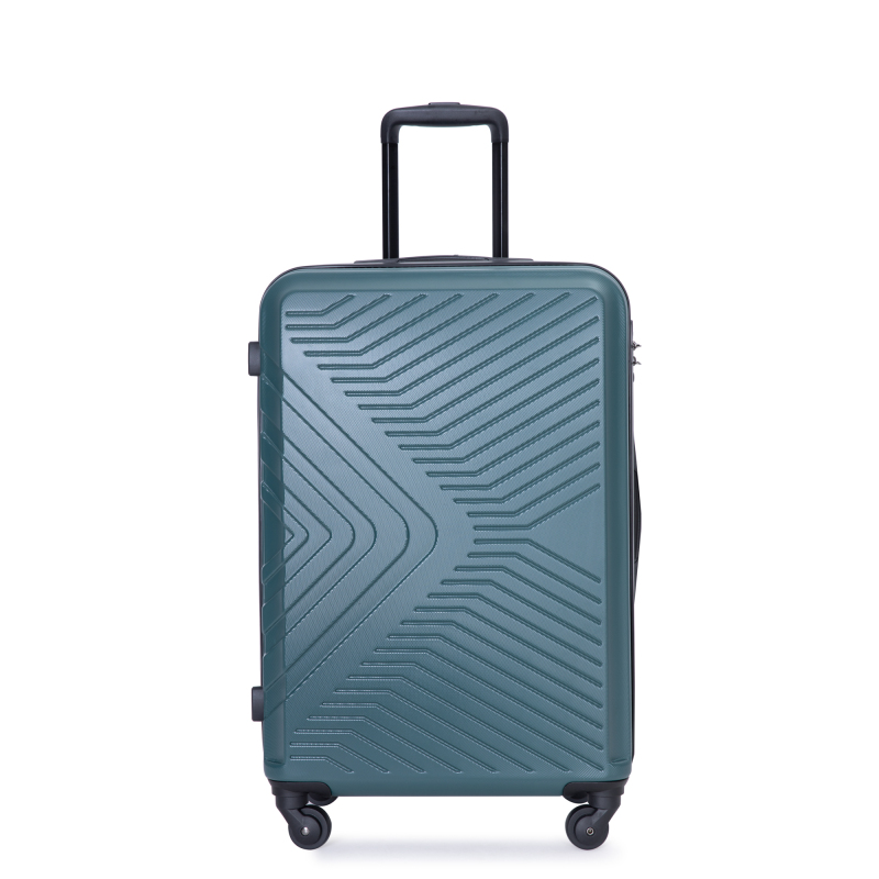 3 Piece Luggage Sets ABS Lightweight Suitcase with Two Hooks, Spinner Wheels, TSA Lock, (20/24/28) Dark Green